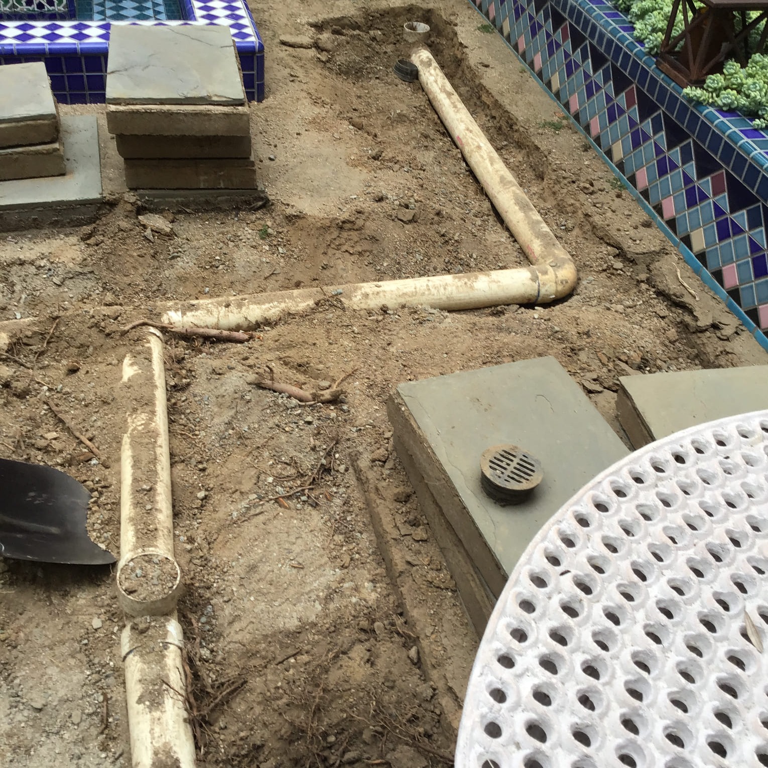 Pipe repair in progress.