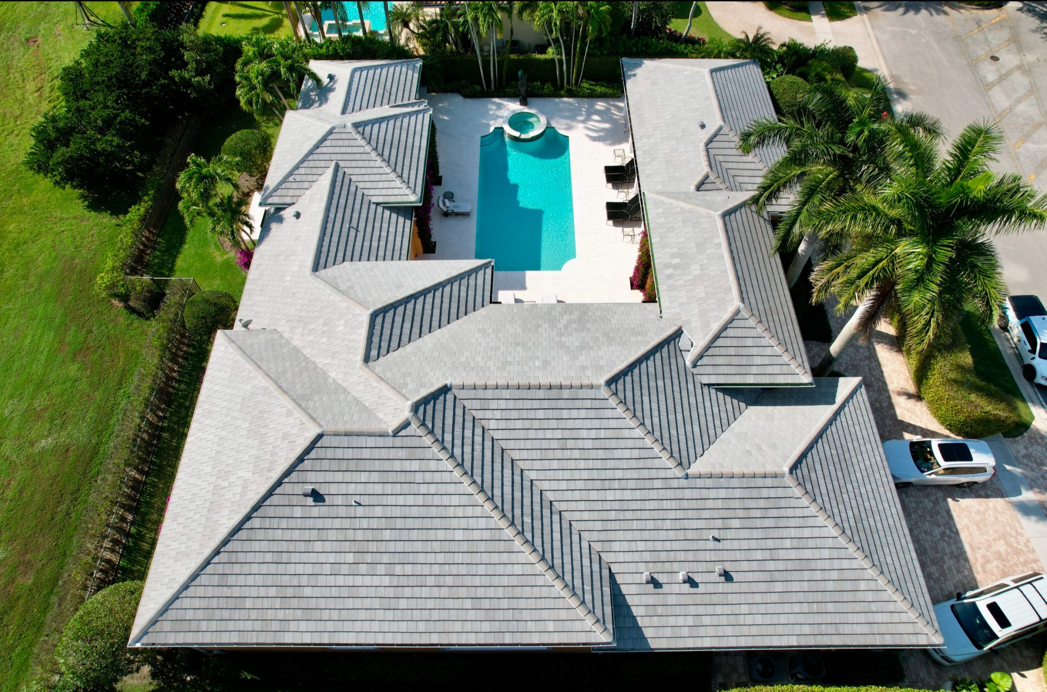 This customer of ours chose a flat tile from Eagle called Royal Palm. Roof replacement complete!