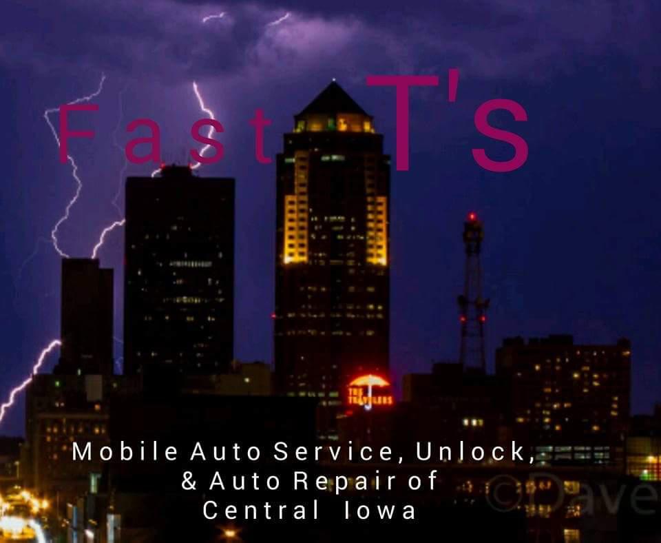 Fast T's Mobile Auto Service and Roadside Assistance of West Des Moines, Waukee, and the Des Moines Metro is specialized at on site automobile repair/diagnostics, mobile battery services, and even lockout service-door unlocks and tire changes!
