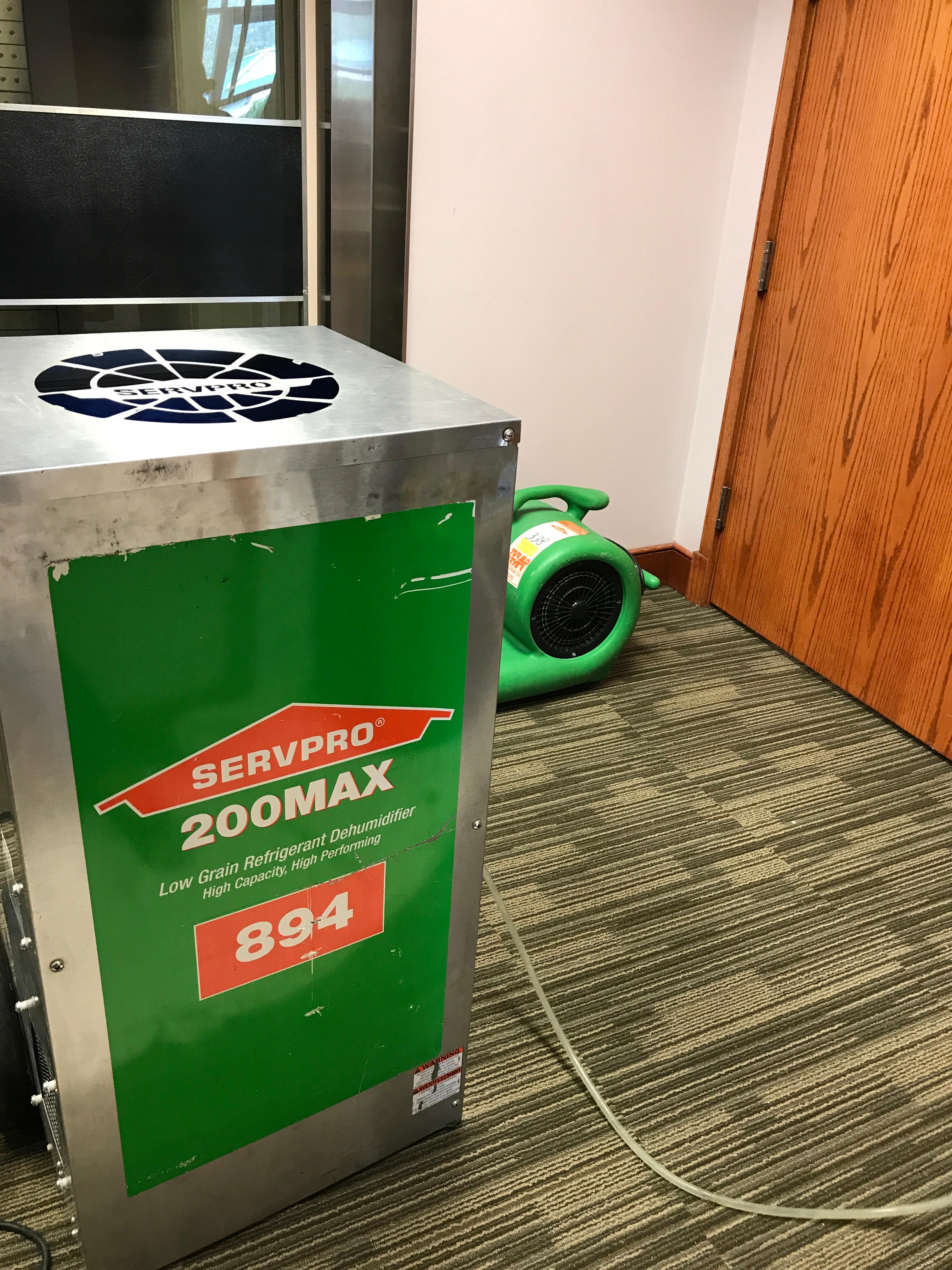 Got the SERVPRO equipment set up and running after a commercial loss.