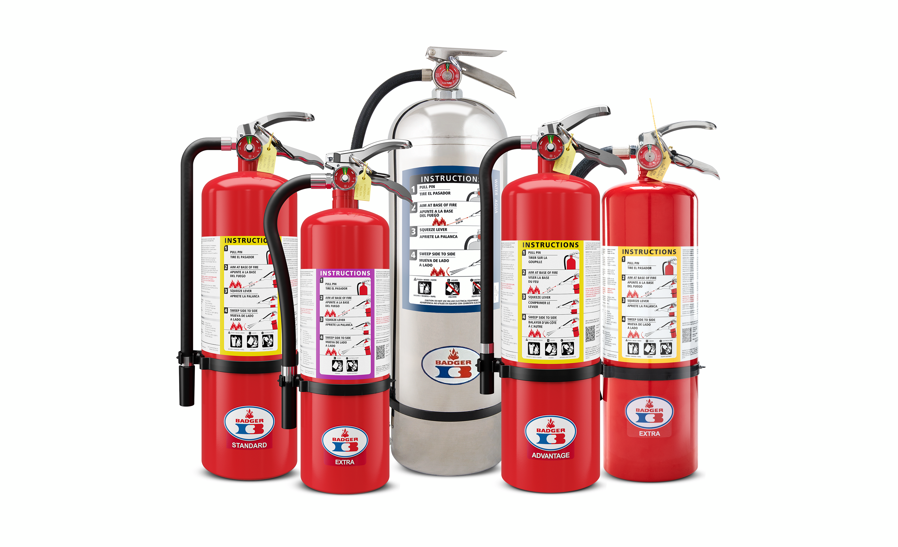 A group of Badger extinguisher & portable products