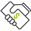 Hand holding money icon.