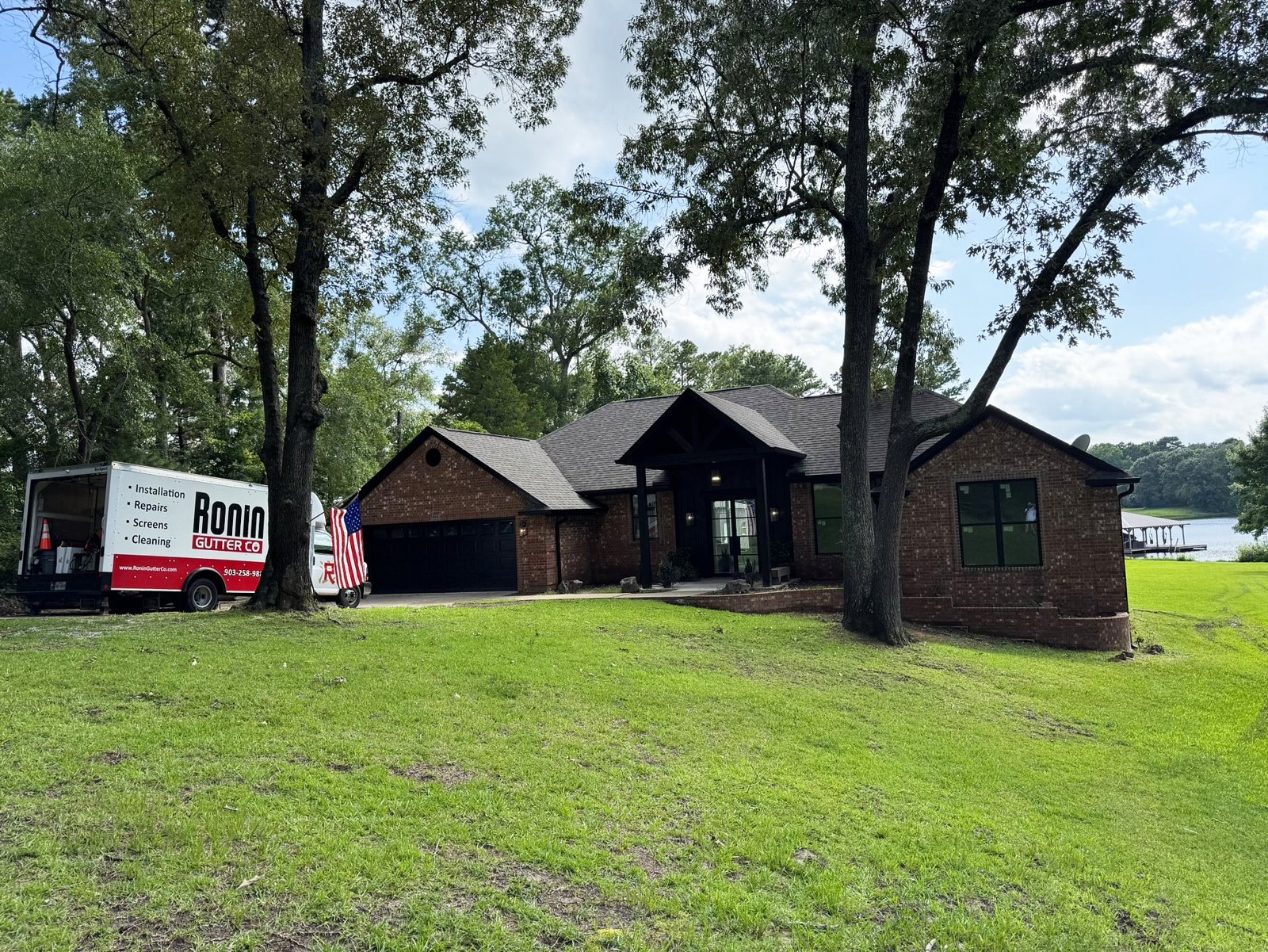New gutters on a lake home 