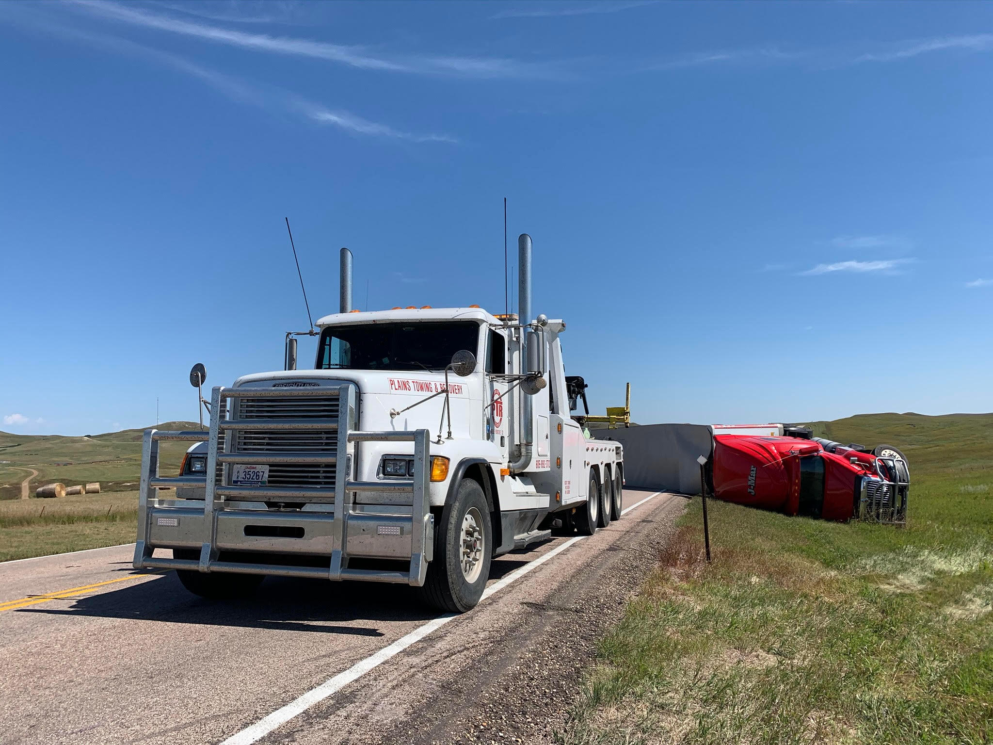 We have been serving Northwestern South Dakota for over 15 years, and are proud to serve all your towing and recovery needs. Large or small we have all the equipment, knowledge and manpower to serve you!  We have built our business with great service, fair pricing and going the extra mile for our customers. We serve 10 counties in 4 states, South Dakota, North Dakota, Wyoming and Montana, We are the preferred towing and recovery choice for law enforcement agencies in our local area, we have earned our relationship with local law enforcement and look forward to earning your trust as well! Plains Towing and Recovery provides a wide assortment of towing and recovery services that range from towing motorcycles and compact cars to performing full recovery on semis and their trailers. We also proudly work with a number of law enforcement agencies throughout our service area.