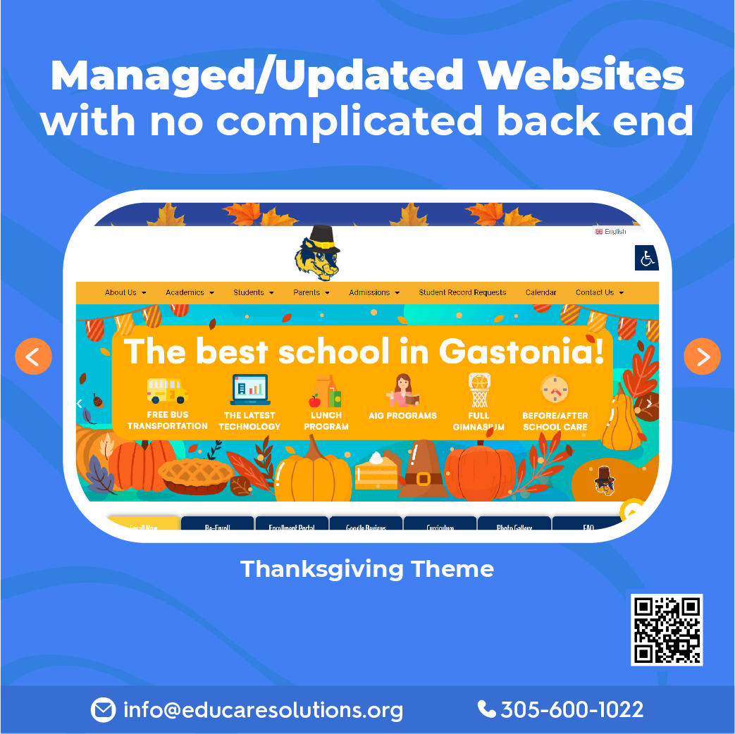 Make your website attractive, interactive, and remote-controlled for a fraction of the cost fully maintained protected and hosted. Made and Built for Charter Schools and the Century for choice.