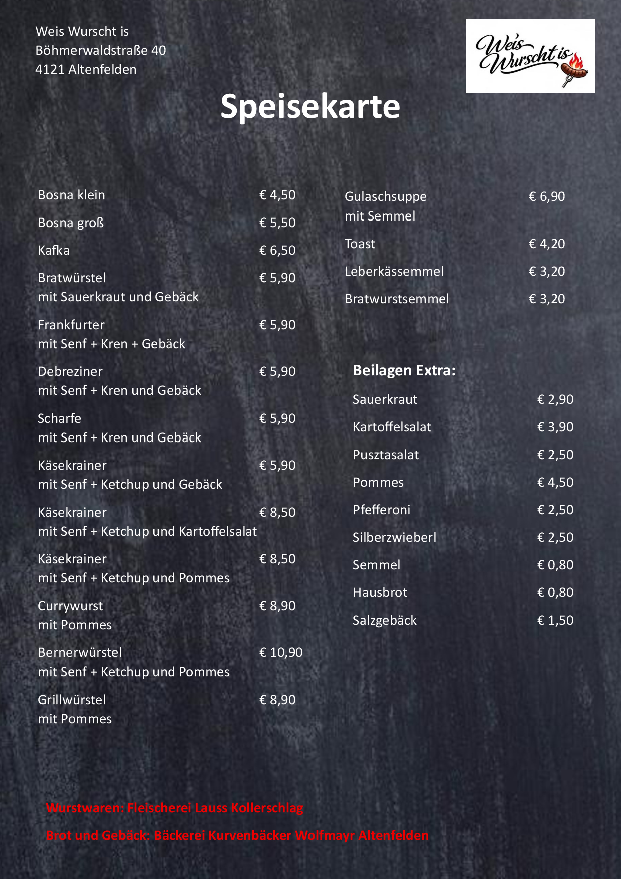 Weis Wurscht is, Böhmerwaldstraße 40 in Altenfelden