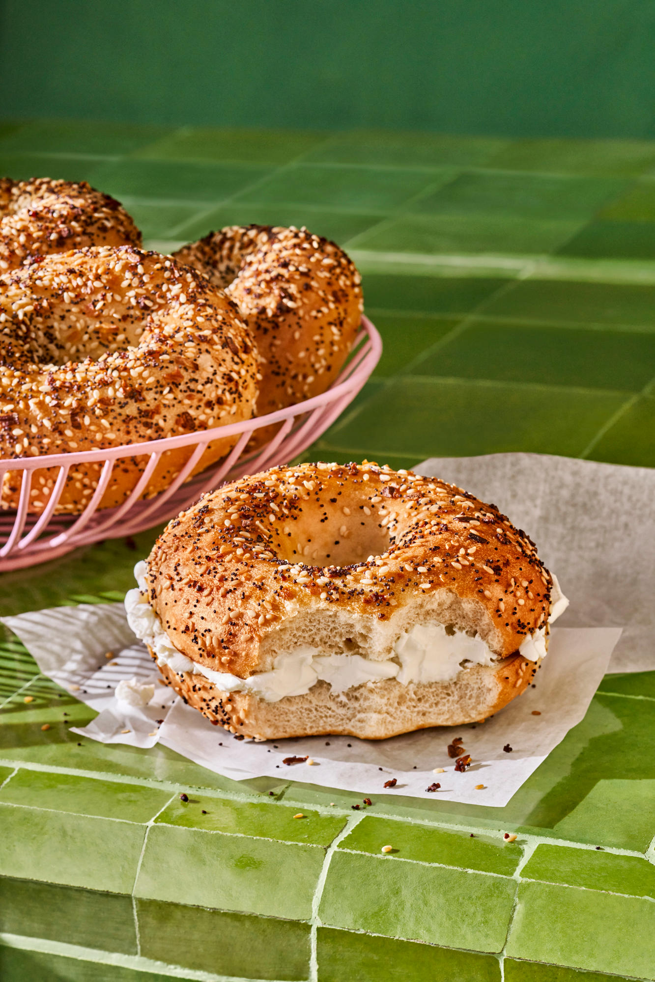 Everything Bagel with Plain Cream Cheese Panera Bread Hattiesburg (601)261-2539