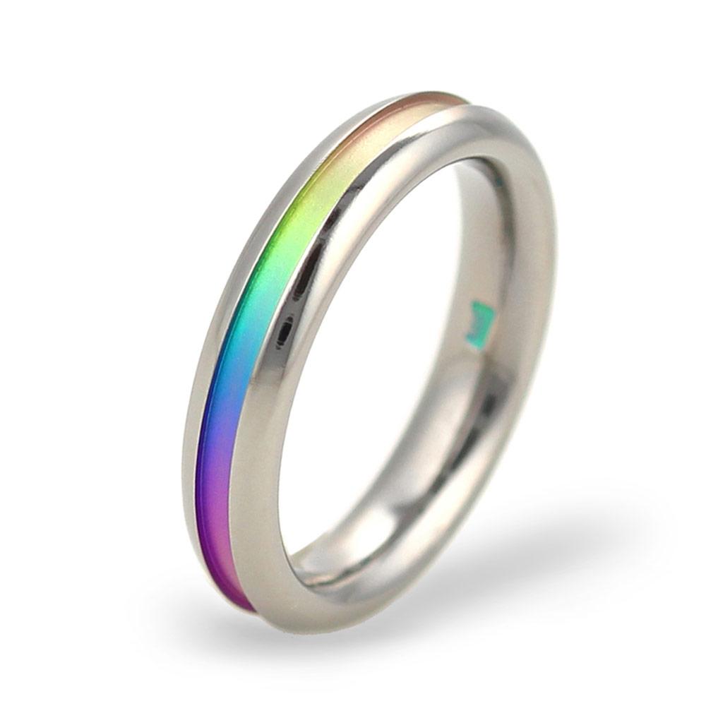 Titanium Rainbow Inlayed Pattern Wedding Ring Autumn and May London 020 8293 9361