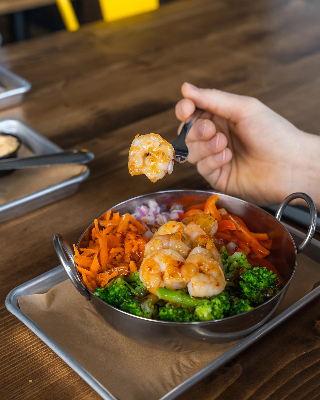 BANGKOK BOWL - Your choice of sautéed shrimp or tofu, with fresh broccoli, red onions, shredded carr Joey’s Seafood Restaurants Saskatoon (306)955-5858