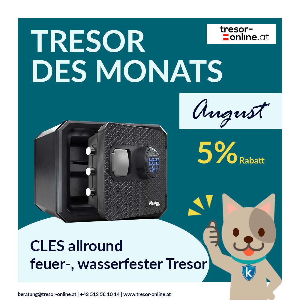 Bild zu Wie der Name schon sagt ist der CLES allround ein sehr guter Tresor für jeden Zweck. Er schützt Werte und Unterlagen vor Feuer und Wasser und eignet sich somit gut für den privaten Gebrauch! Das praktische Elektronikschloss ist ein großer Pluspunkt für den CLES allround, es lässt sich sehr leicht bedienen!