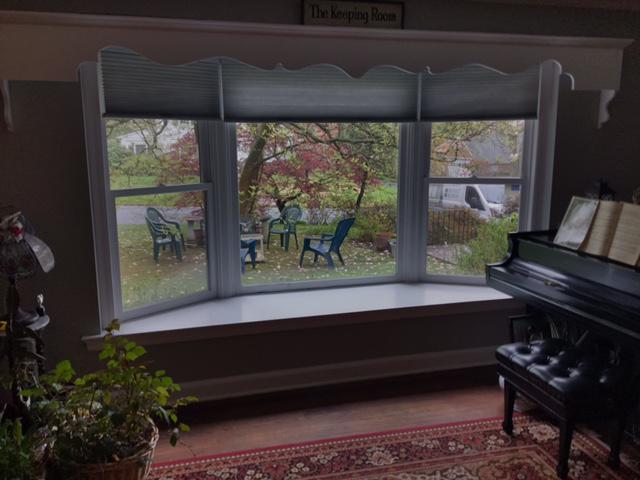 Our Honeycomb Shades are hitting all the notes in this room in Ossining, NY. The bold shade adds a warm and calming effect to the home, whilst still maintaining privacy and allowing the natural light to seep through. #BudgetBlindsOssining #HoneycombShades #OssiningNY #FreeConsultation #WindowWednesd