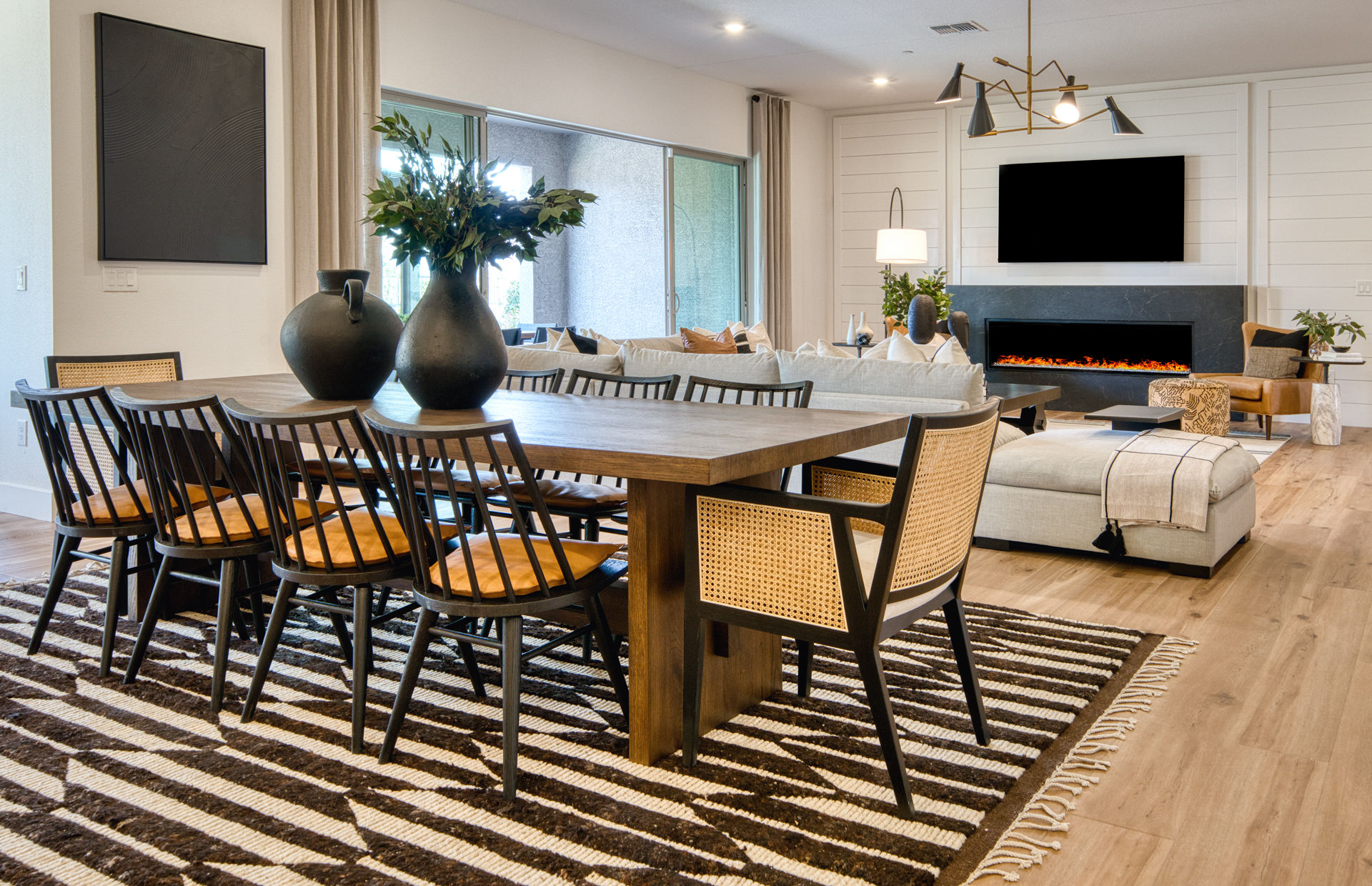 Open cafe and gathering room in Luminary floor plan in new construction in Las Vegas, NV, by Pulte