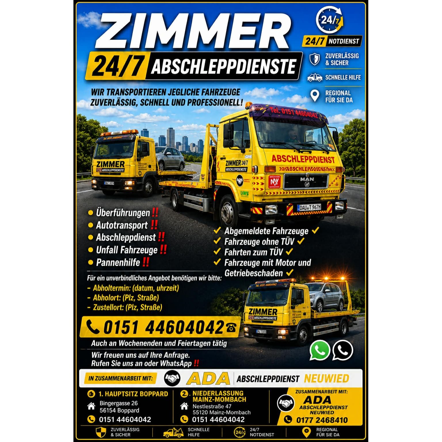 Zimmer  Abschleppdienste Mainz-Boppard -Koblenz-Neuwied