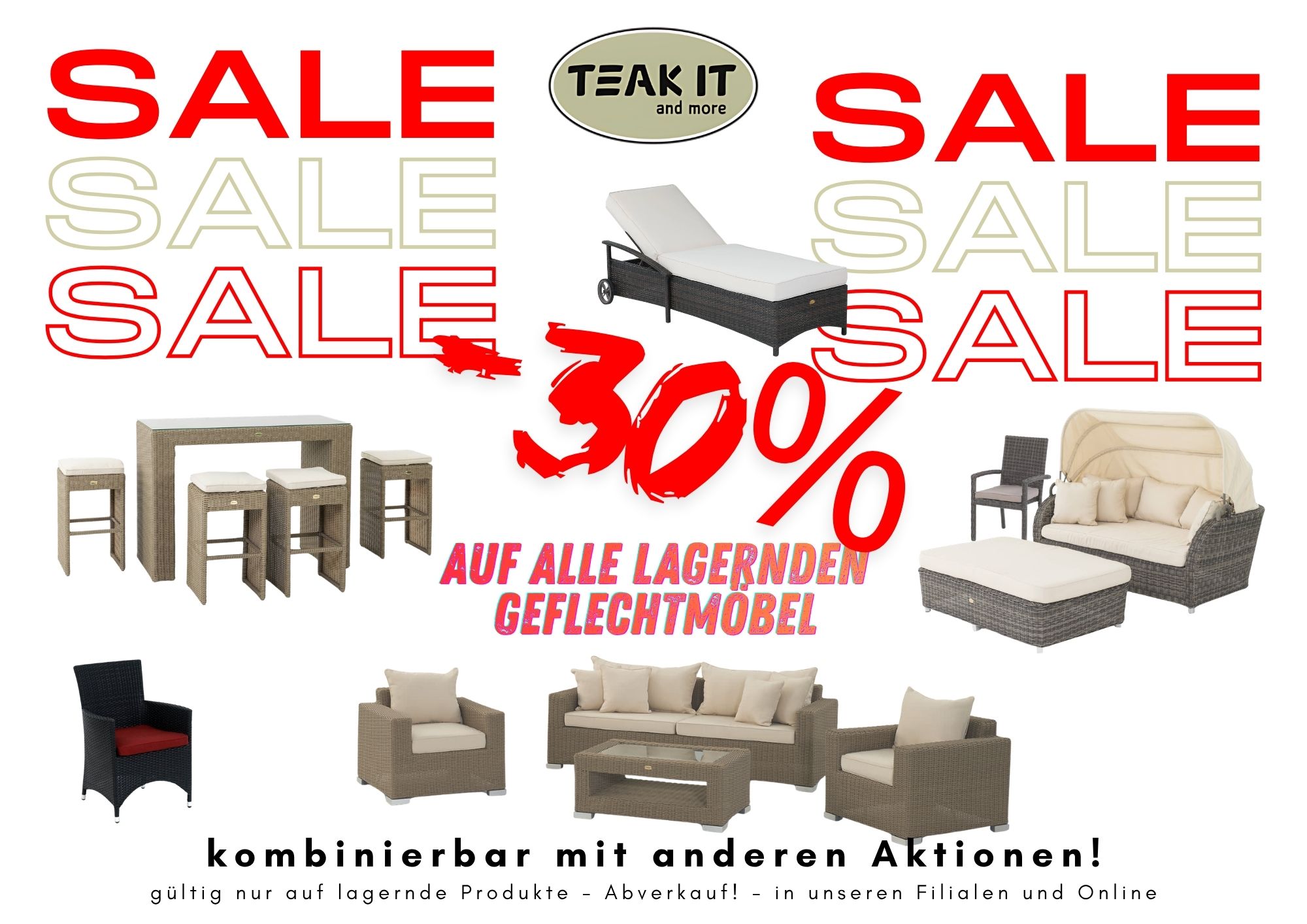 Bild zu Gartenmöbel Abverkauf: -30% Rabatt auf alle lagernden Geflechtmöbel.