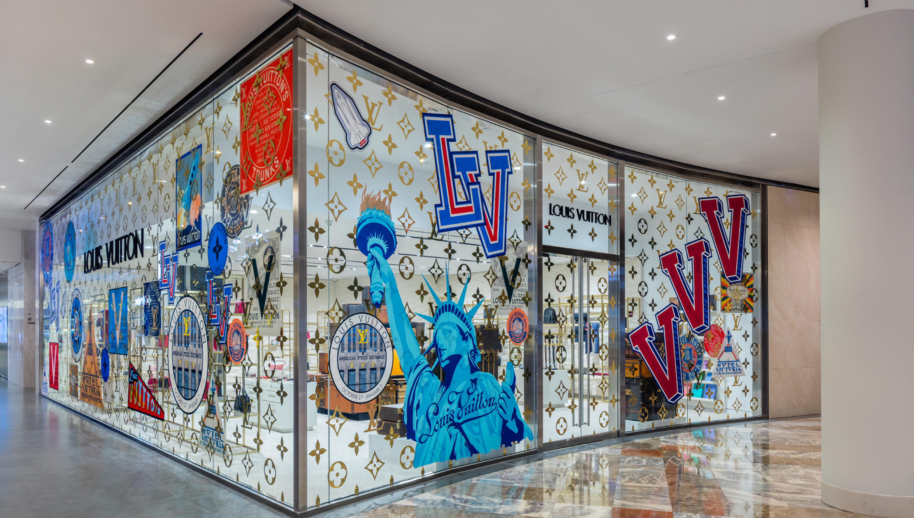 The Louis Vuitton pop-up store in the Brookfield Place mall in New
