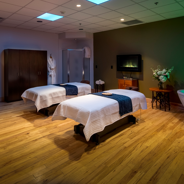 Two massage tables in Waterfalls Spa at Greek Peak Mountain Resort