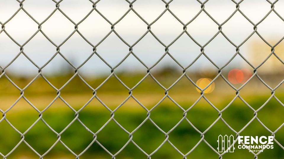 Close-up of a high-durability, weather-resistant galvanized chain link fence installed by Fence Comm 