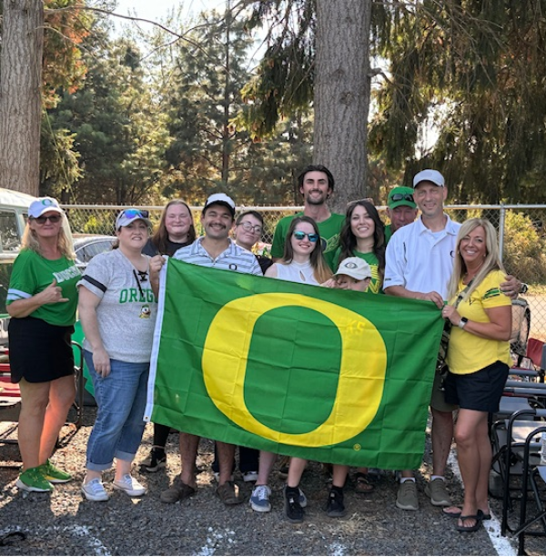 Cheering on the University of Oregon