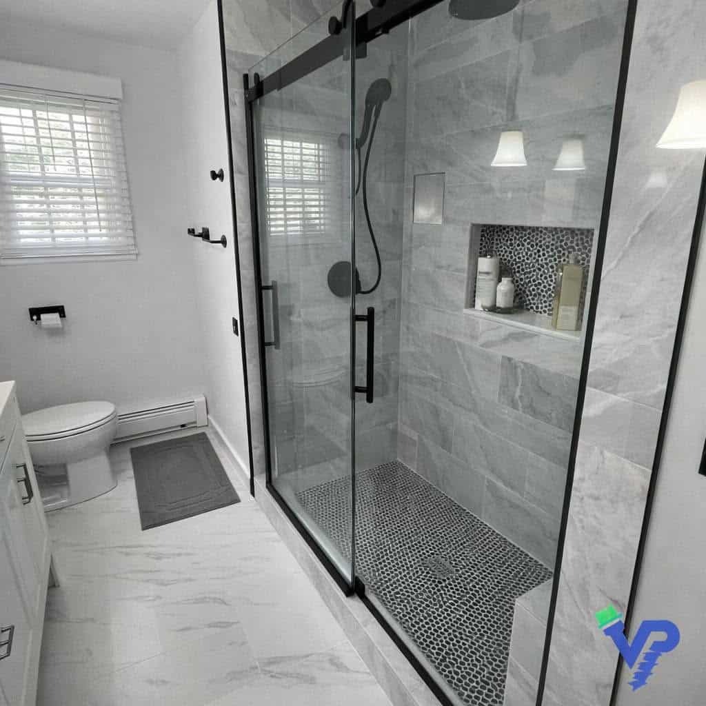 Say goodbye to your old layout and hello to a spa-inspired oasis. This clean custom tile work and sleek layout completely upgraded the look and feel of this space. If you are searching for a trusted bathroom remodeler near me in Hartford County, look no further than Cechinel Design & Build.