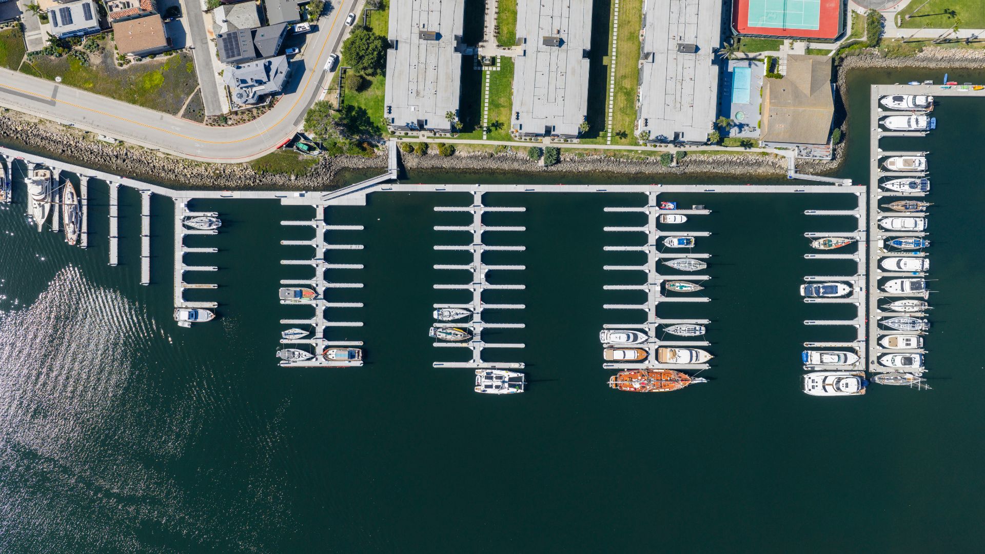 Bahia Marina, Channel Islands Harbor, CA. Drone photos of the new marina rebuild.