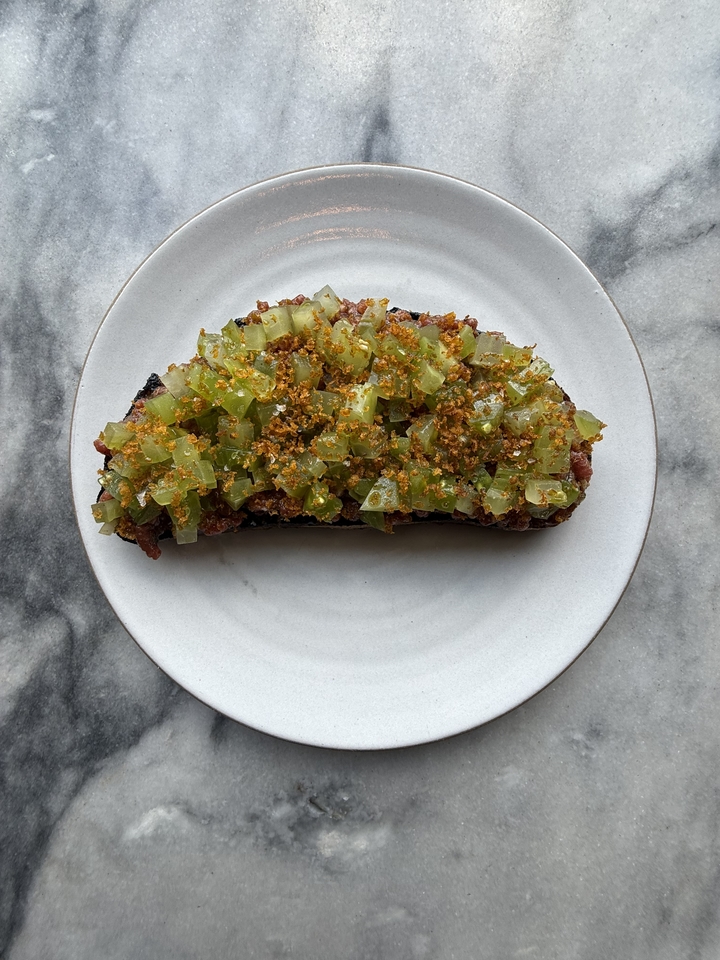 Beef tartare with bottarga and sourdough, currently on Folk's menu in East Nashville. 