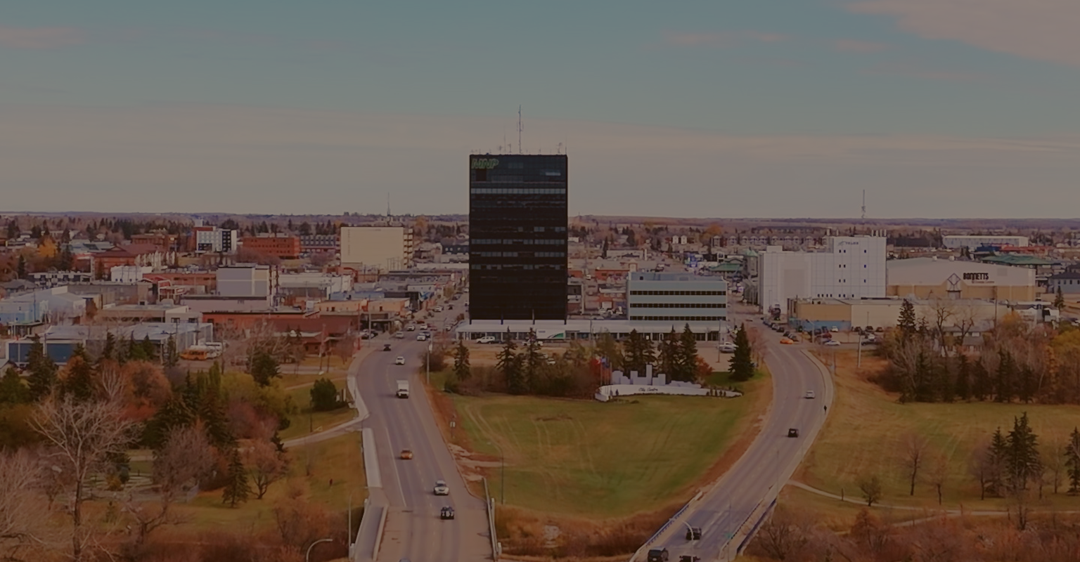 The downtown core of Grande Prairie, Alberta.