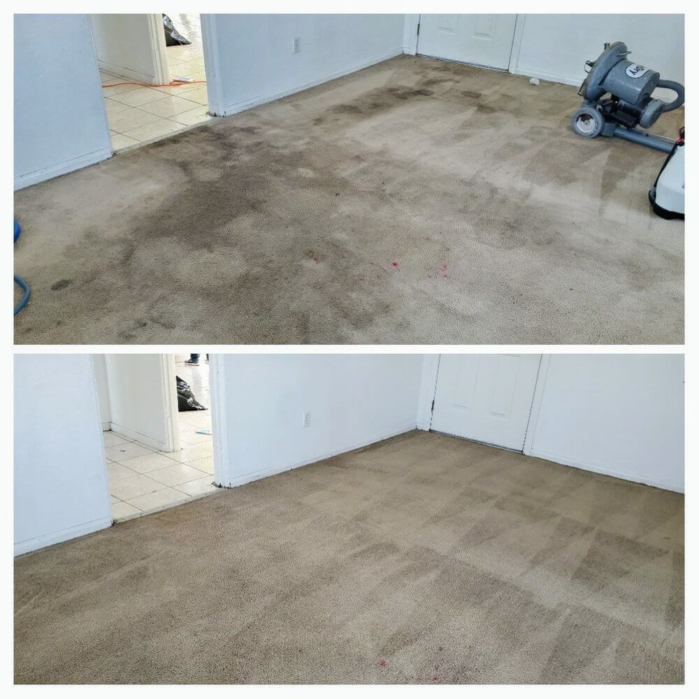 Before and after carpet cleaning in Cypress