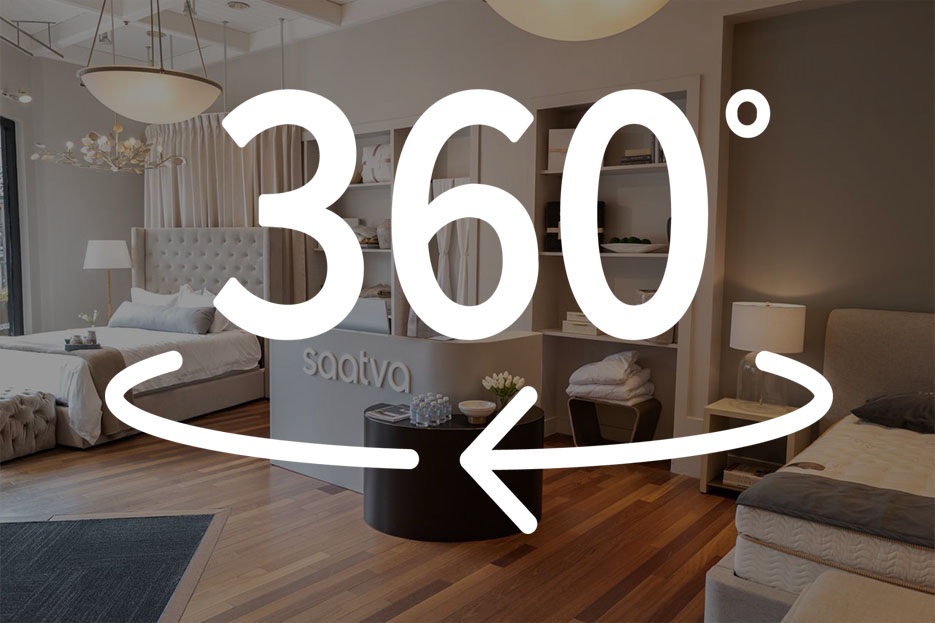 Interactive 3D virtual tour of the Saatva Viewing Room in San Diego, California.