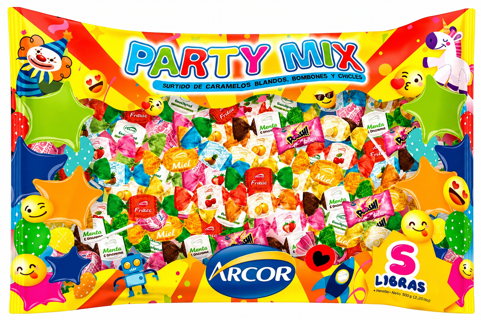 Colorful Party Mix assorted candy bag featuring a variety of sweet treats and chewy candies, perfect for parties, celebrations, gift bags, and special events.
