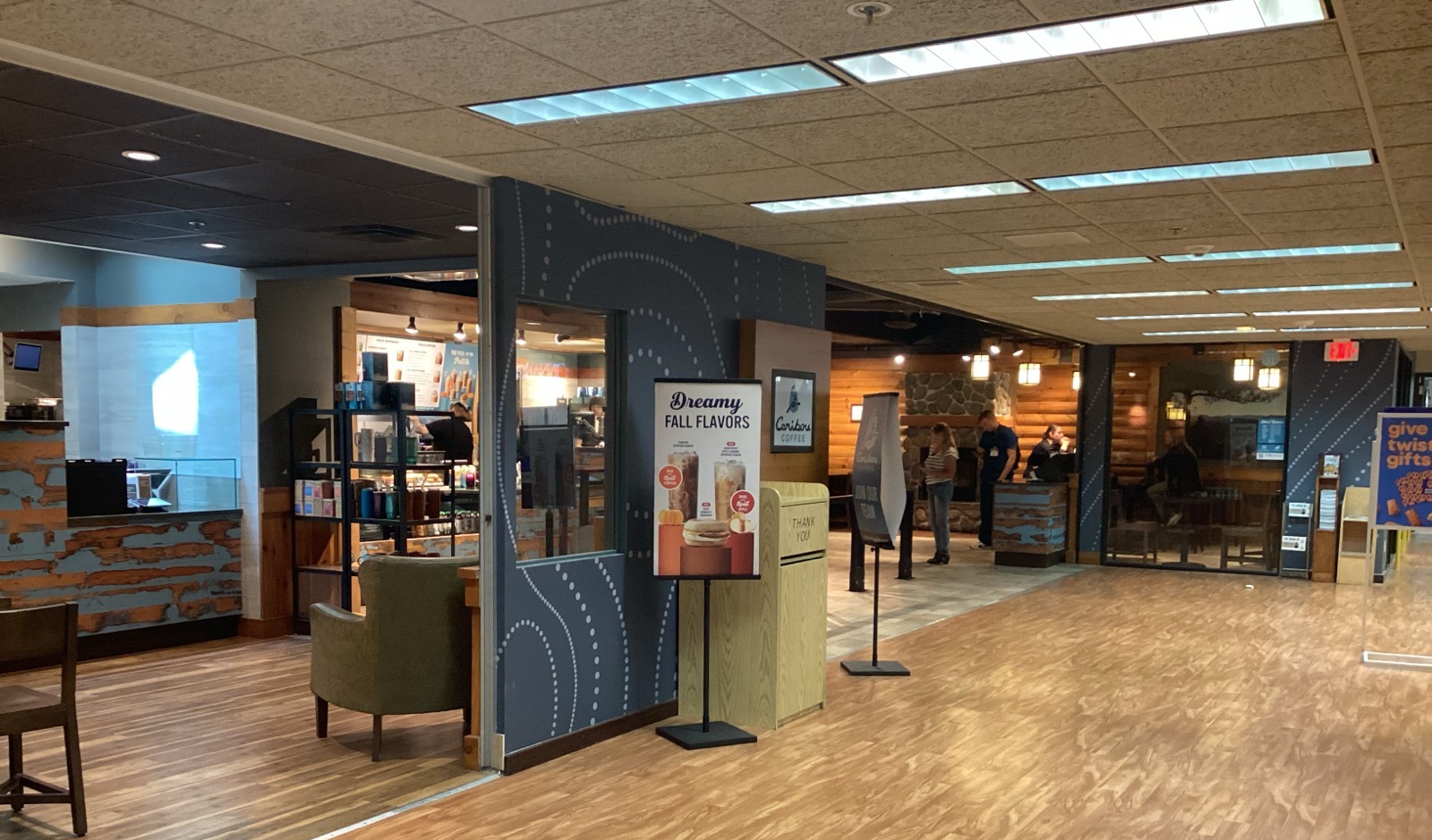 Storefront of the Caribou Coffee at 101 First Avenue Southwest in Rochester