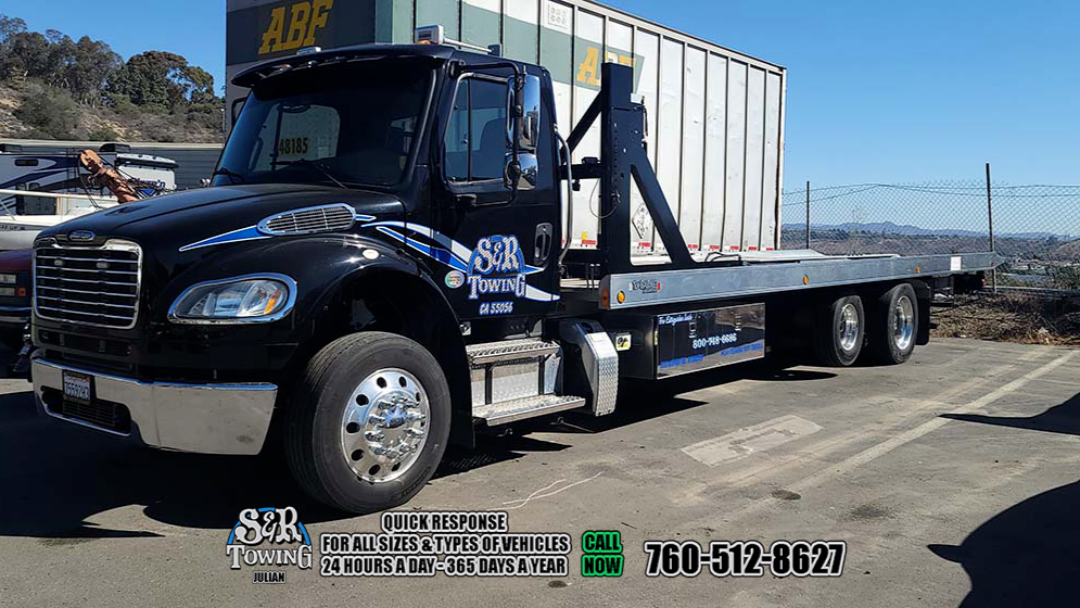 Our fleet of trucks and highly trained operators are ready to go 24/7 give us a call and let us put your mind at ease. S & R Towing Inc - 3568 CA-78, Julian, CA 92036 - Call us at 760-547-1719