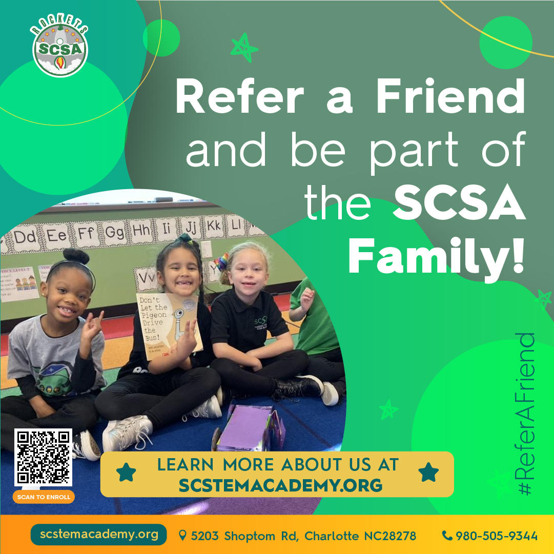 â¨ Going to school with your friends is the best. Spread the word, refer a friend for 2022-23! Refer your friends to SCSA!  â¡ Apply today at scstemacademy.org for the 2022-23 school year  ReferAFriend  BackToSchool  SCSA