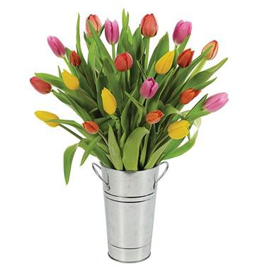 Spring Tulip Surprise - Tulips cannot resist showing off their unique and flirty beauty, and this arrangement provides the stage for multi-color tulip blooms to do just that.