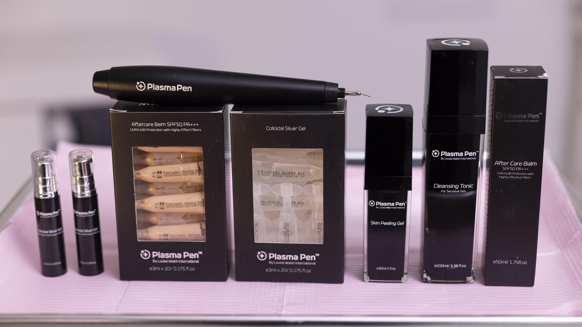 Full line of Plasma Pen products used at Elmira Studio for Plasma Pen services in Westlake Village.