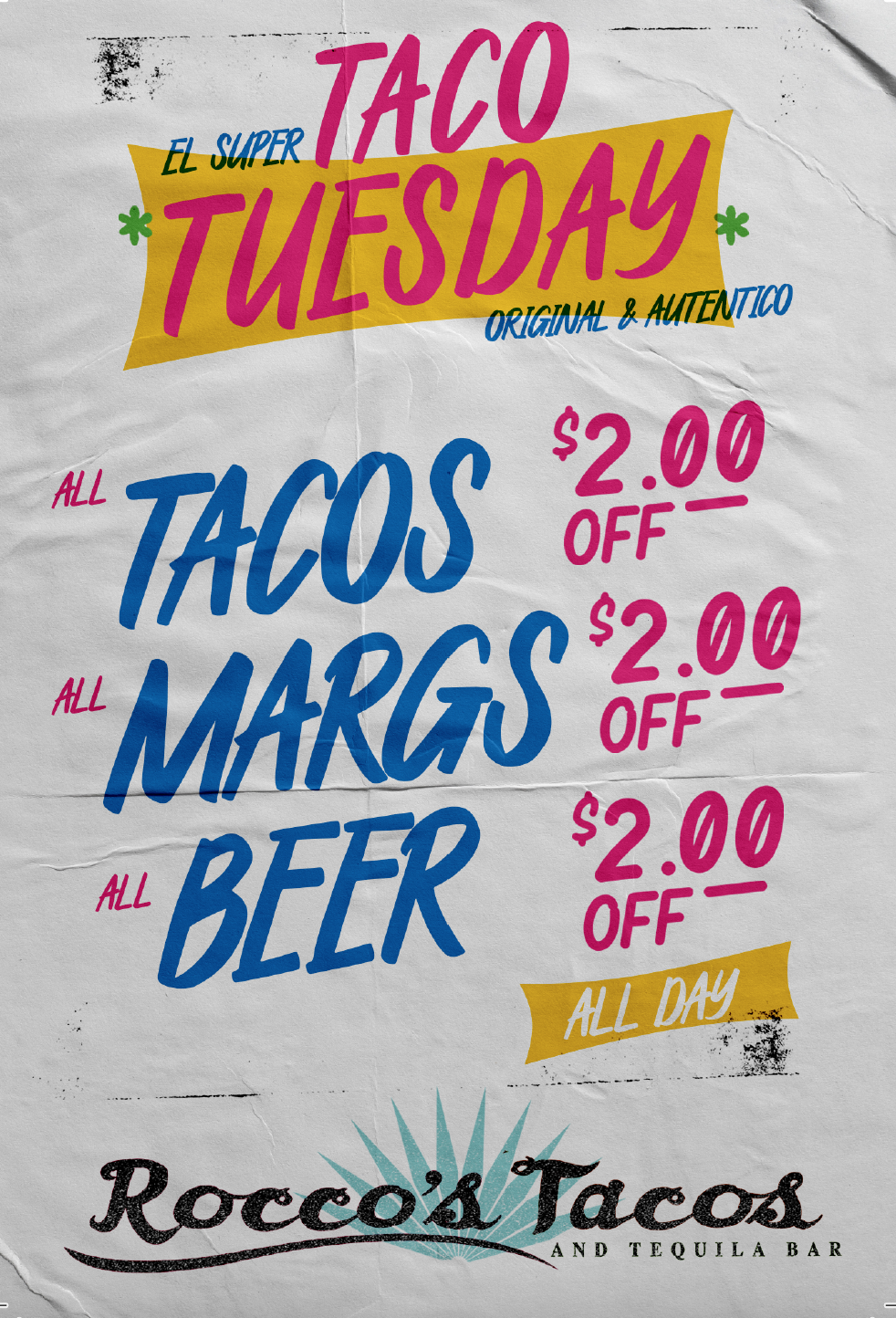 Taco Tuesday Special! Every Week, Open Till Close. Rocco's Tacos & Tequila Bar Boca Raton (561)416-2131