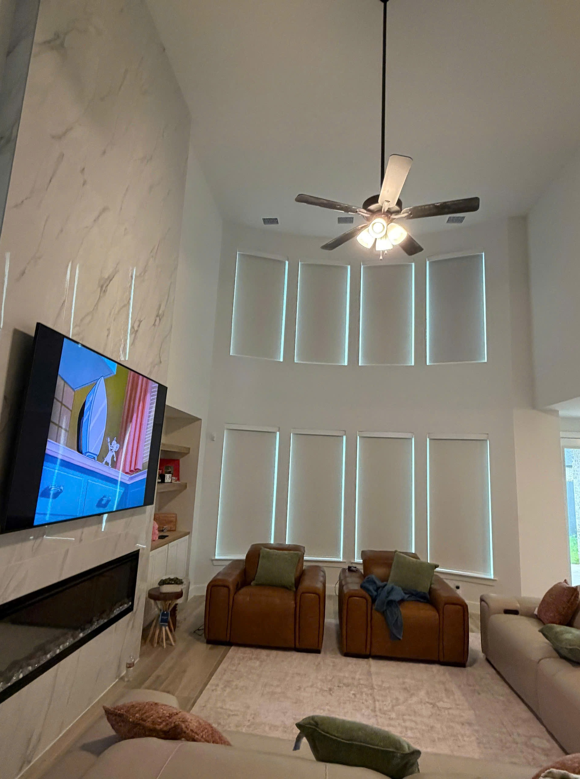 Wide shot of a finished room 
