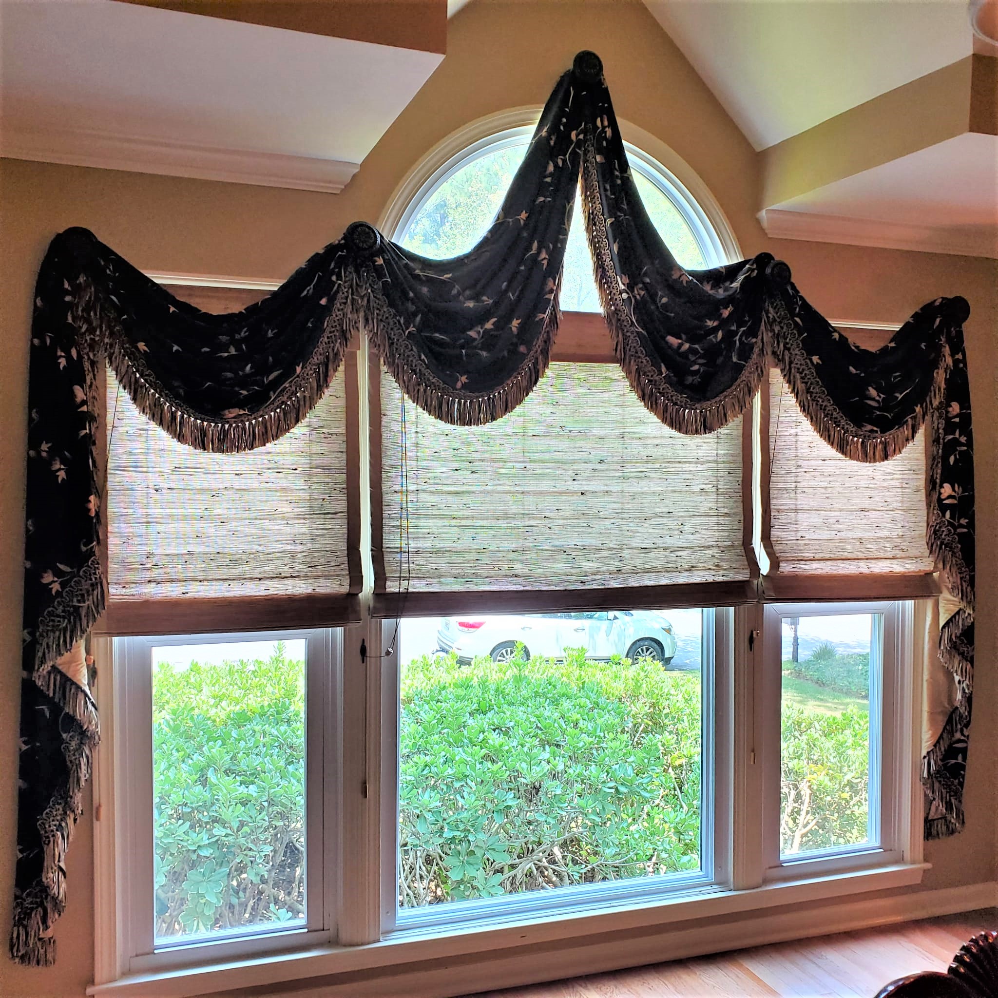 Make a bold statement and change the look in any room with a custom stagecoach valance installed by Budget Blinds in Lawrenceville.