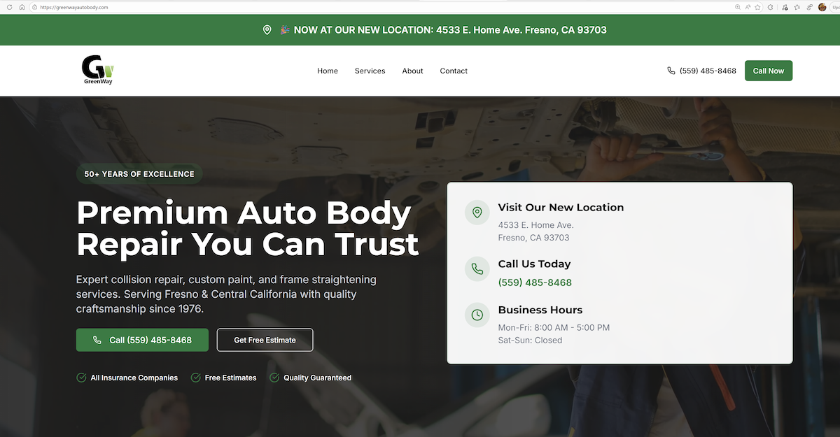 Greenway Auto Body - Website