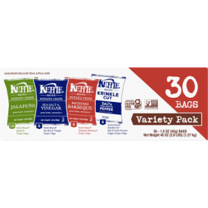 Kettle Brand Potato Chips, Variety Pack, 30 Ct Snack Bags, 1.5 Oz Each featured image