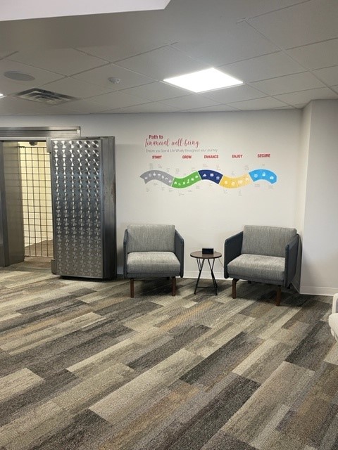 First United Bank - OKC South Western - interior path to financial freedom on wall