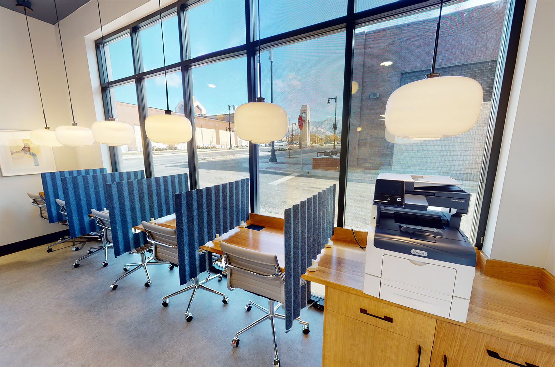 Independent workspace with  desk dividers for privacy