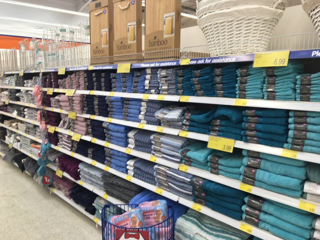 Textiles, including bathmats and bathroom towels, are ready for B&M Featherstone's first customers.
