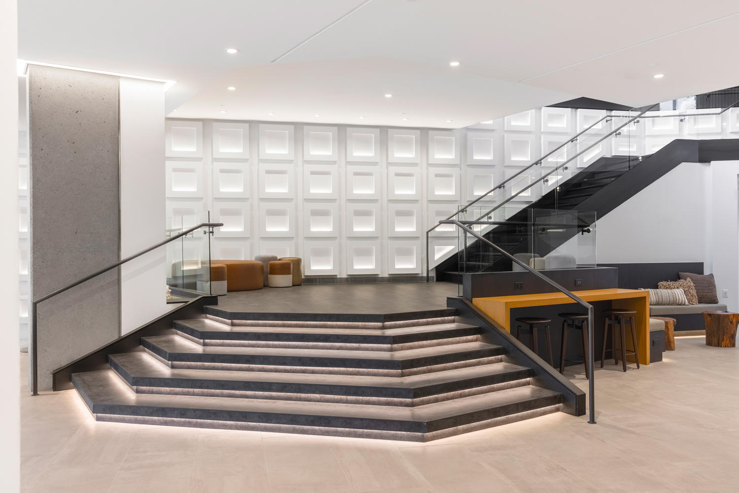 Beautiful lower lobby staircase.