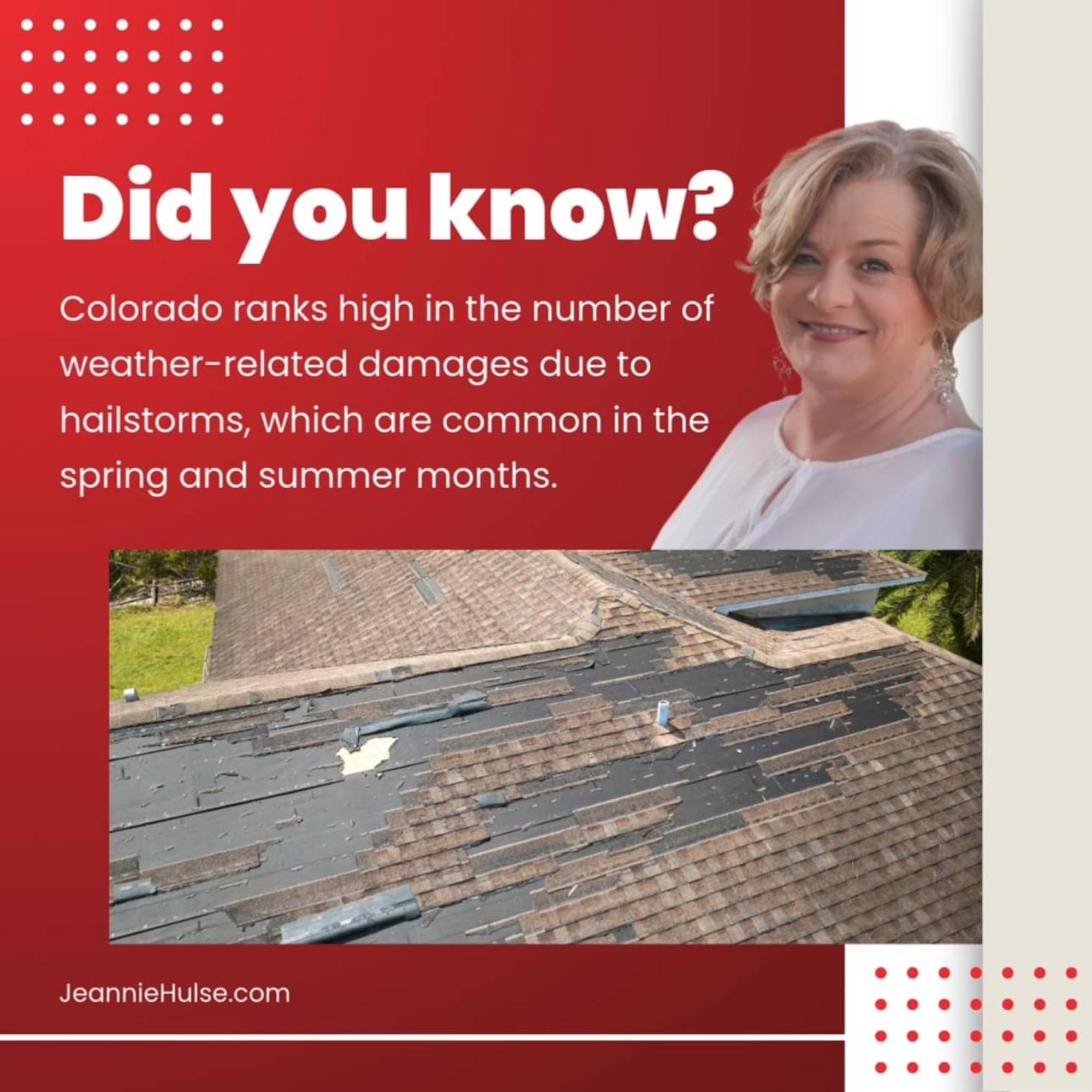 Colorado ranks high in the number of weather-related damages due to hailstorms, which are common in the spring and summer months. Ensure your home is safeguarded with the right insurance coverage to stay safe during hail season!