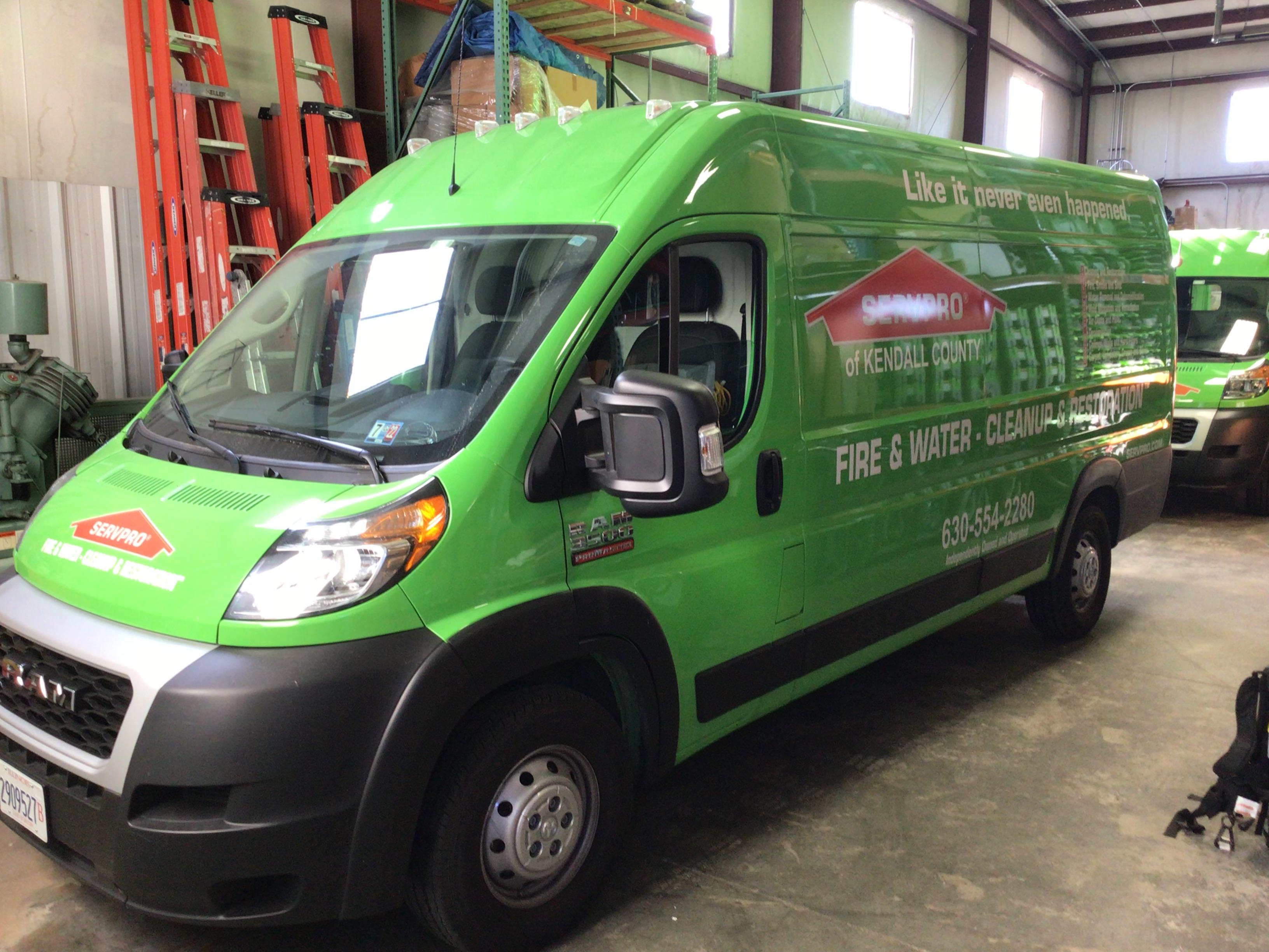 SERVPRO of Kendall County's 2021 RAM 3500 Van contains all equipment needed to tackle any water job.
