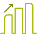 Uptrend bar graph icon.
