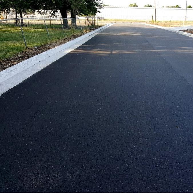 New asphalt road, driveway construction
