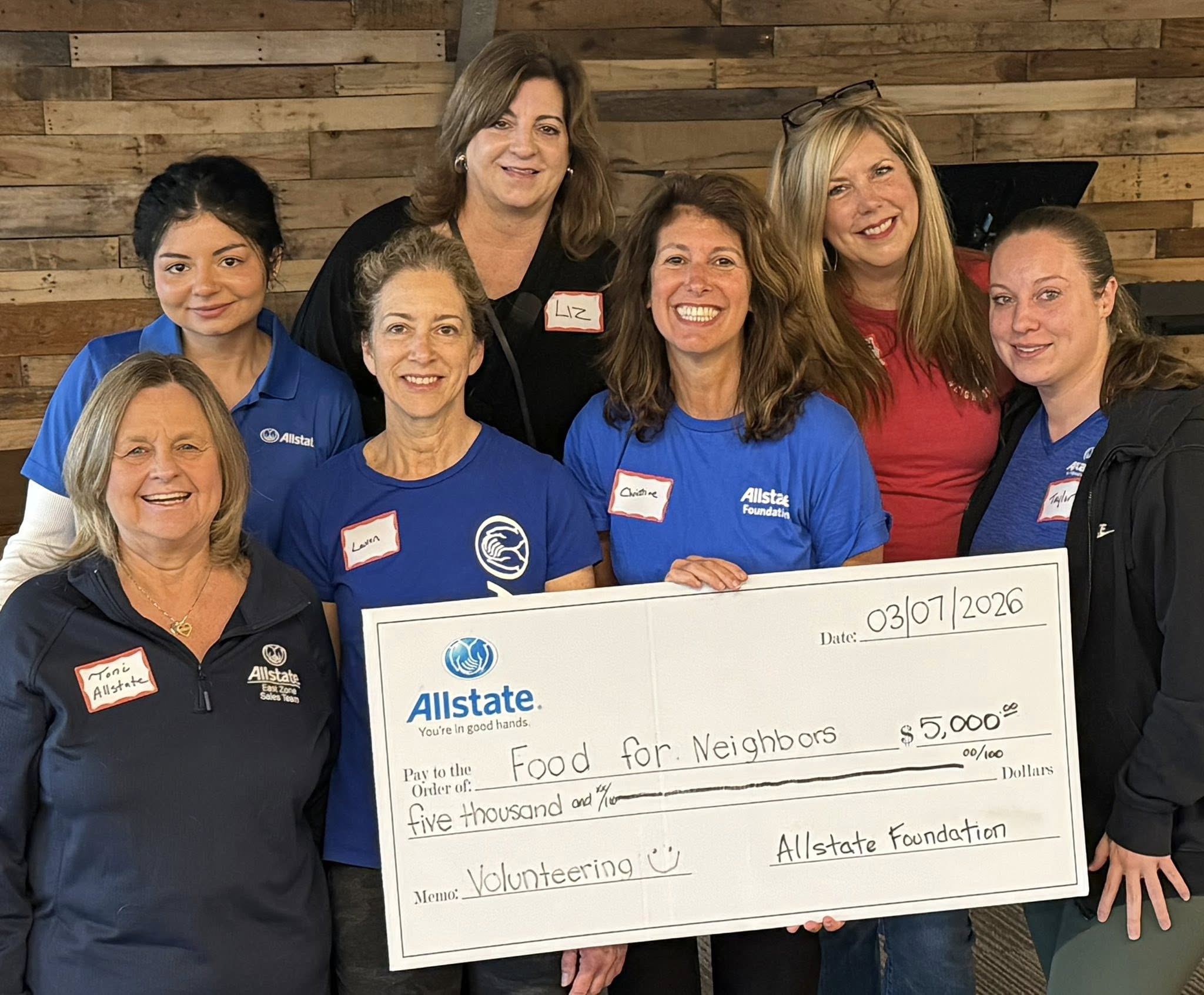 Local Gainesville VA Home Insurance Allstate Agent, Christine Angles, volunteered with Food For Neighbors and The Allstate Foundation supported their mission with a $5000 grant.