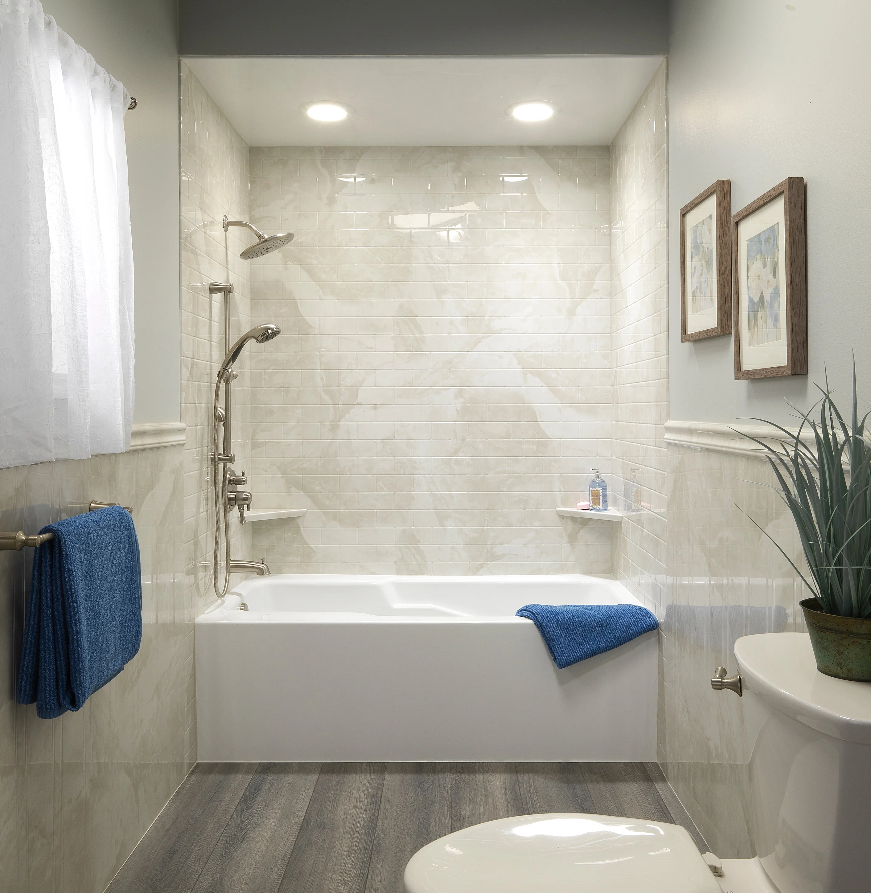 Modern bathtub and shower combo installed in Portland, Maine