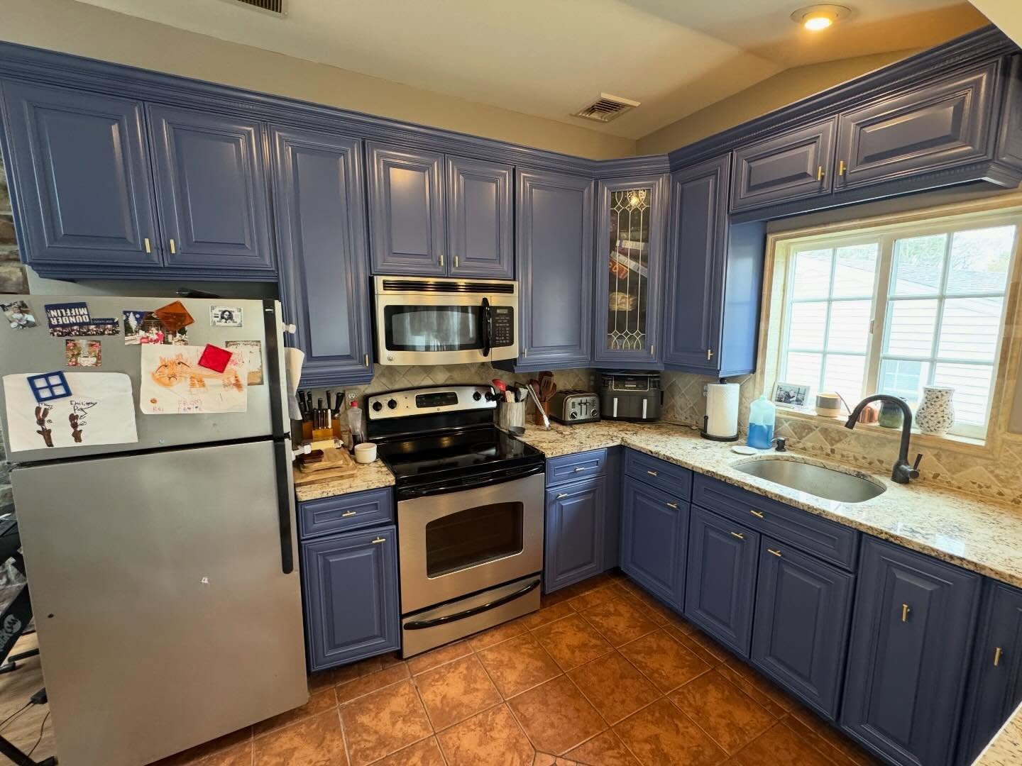 Freshly painted cabinets